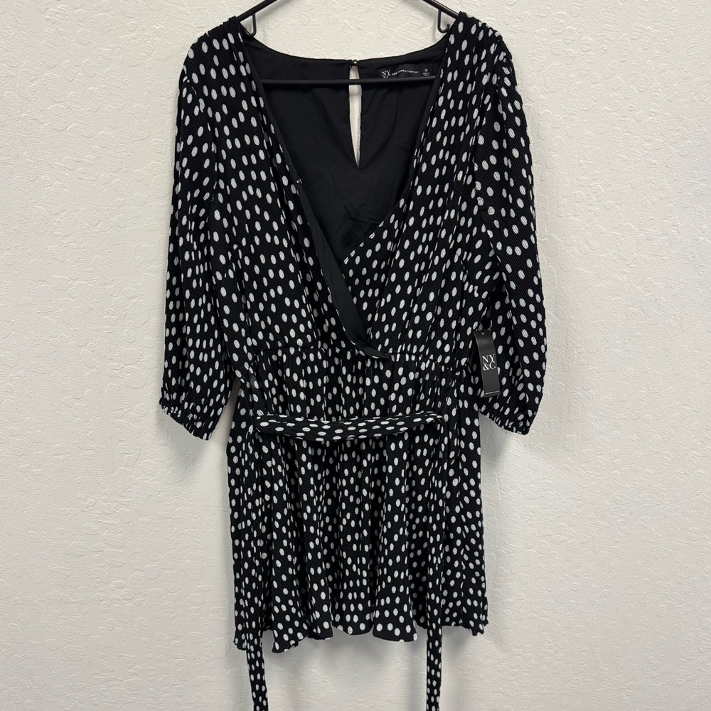 NY & Company Black White Polka Dot Wrap Dress – Size 1X – NWT